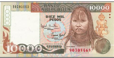 billete de 10000 con la india colombiana
